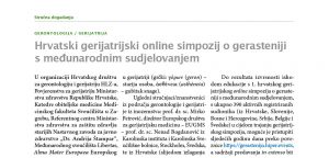Hrvatski gerijatrijski online simpozij o gerasteniji s međunarodnim sudjelovanjem